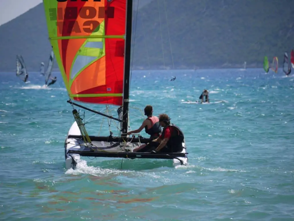 small catamaran interior