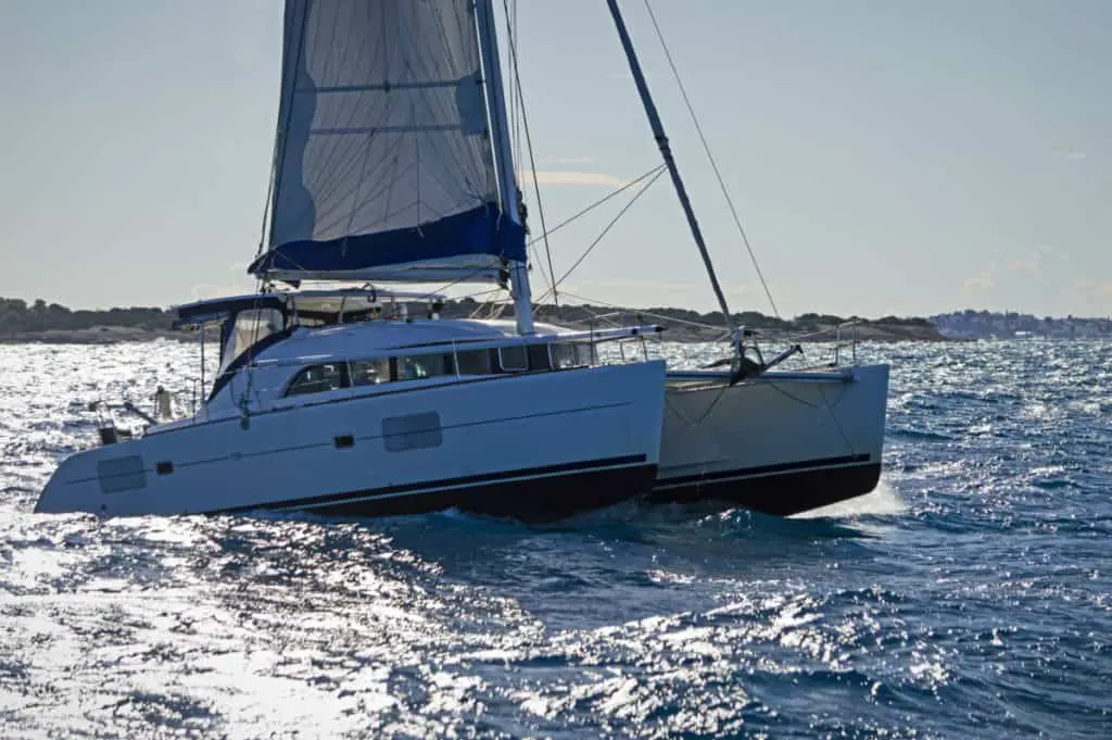 catamaran sailing on the ocean