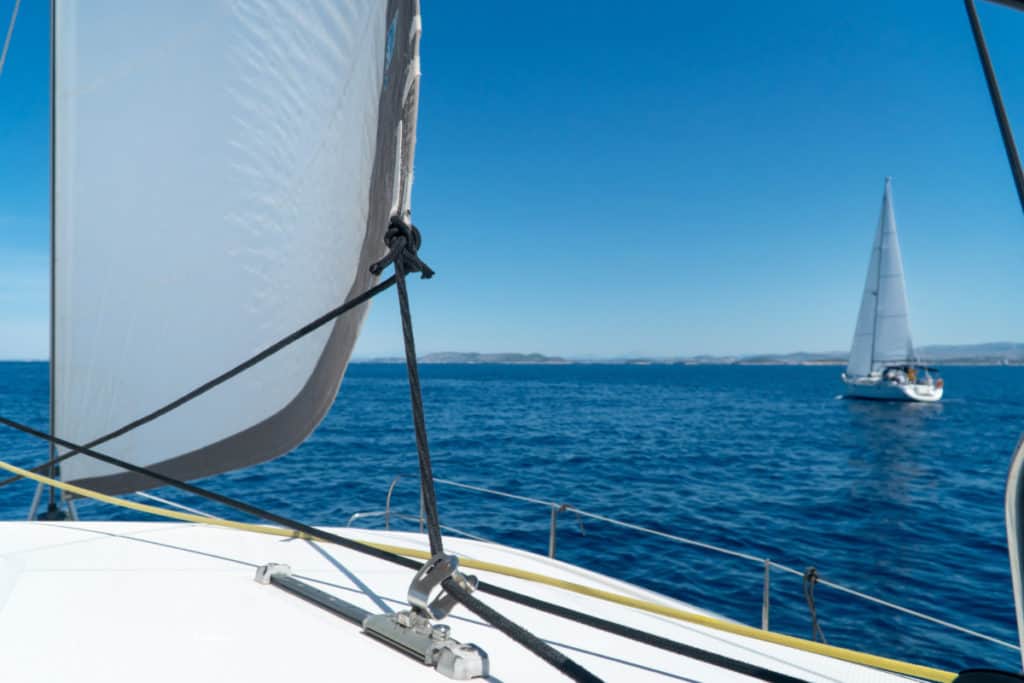 catamaran in big waves